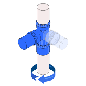 Figura: trecho com tê rotacionado em torno do tubo vertical