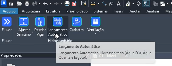 Tooltip do comando Lançamento Automático ao passar o mouse sobre o ícone no ribbon